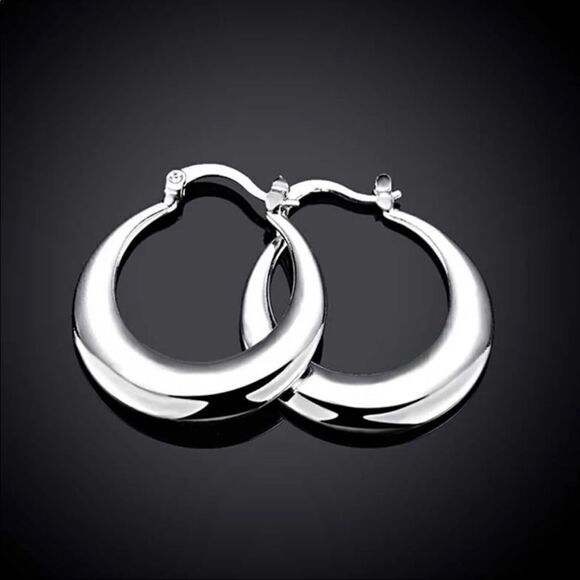 ✨NEW Silver Crescent Hoop Earrings - Picture 2 of 6